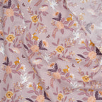Bio Baumwolle Popeline Tauben Und Blumen Lila | Stoffwerk