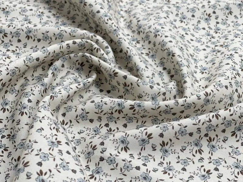 Bio Baumwolle Vintage Blümchen rauchblau