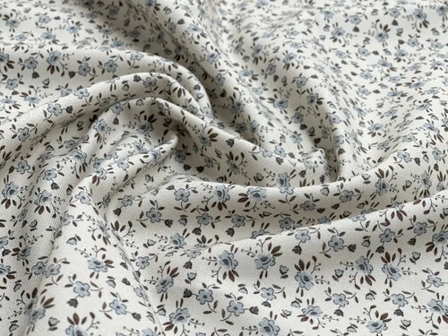 Bio Baumwolle Vintage Blümchen Rauchblau | Stoffwerk