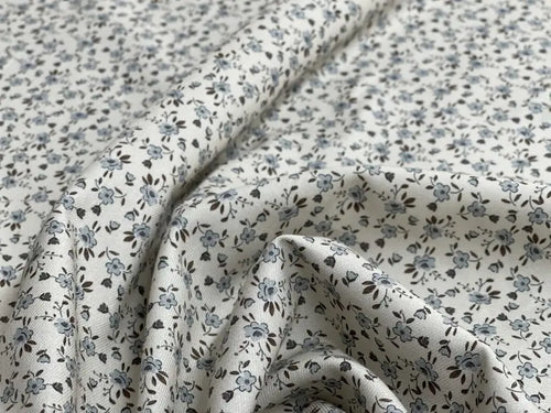 Bio Baumwolle Vintage Blümchen Rauchblau | Stoffwerk