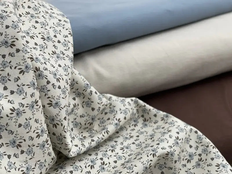 Bio Baumwolle Vintage Blümchen rauchblau