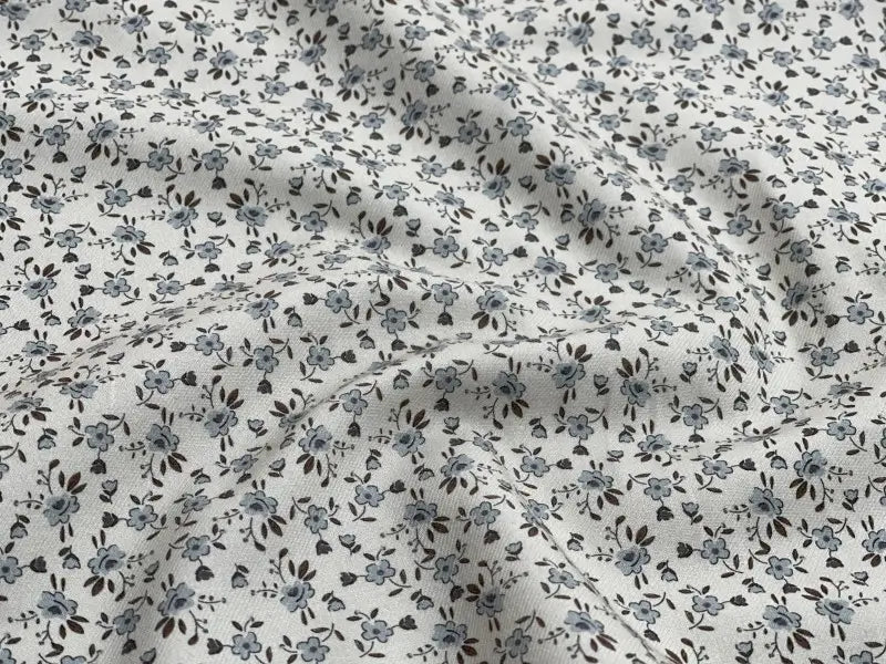 Bio Baumwolle Vintage Blümchen rauchblau