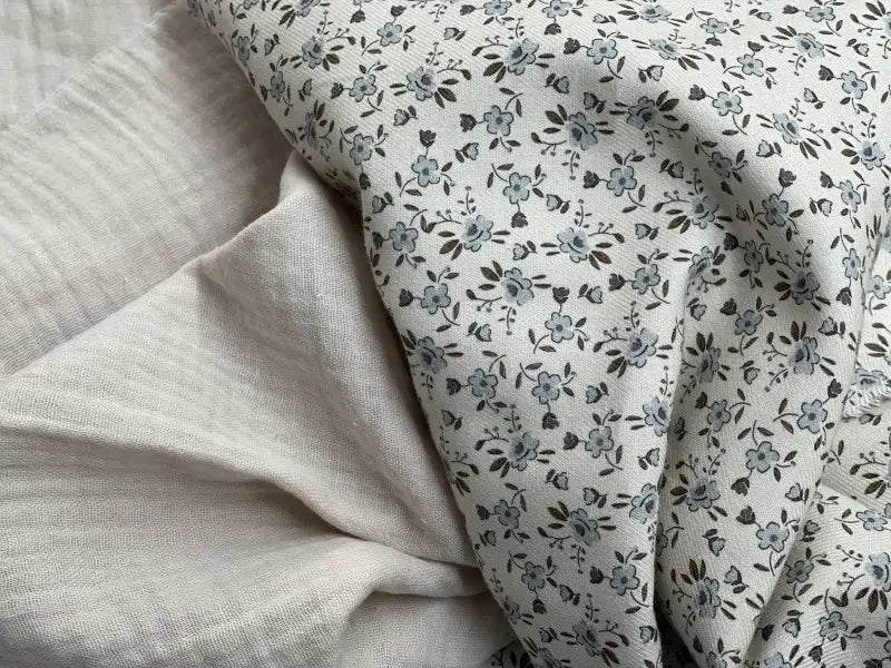 Bio Baumwolle Vintage Blümchen rauchblau