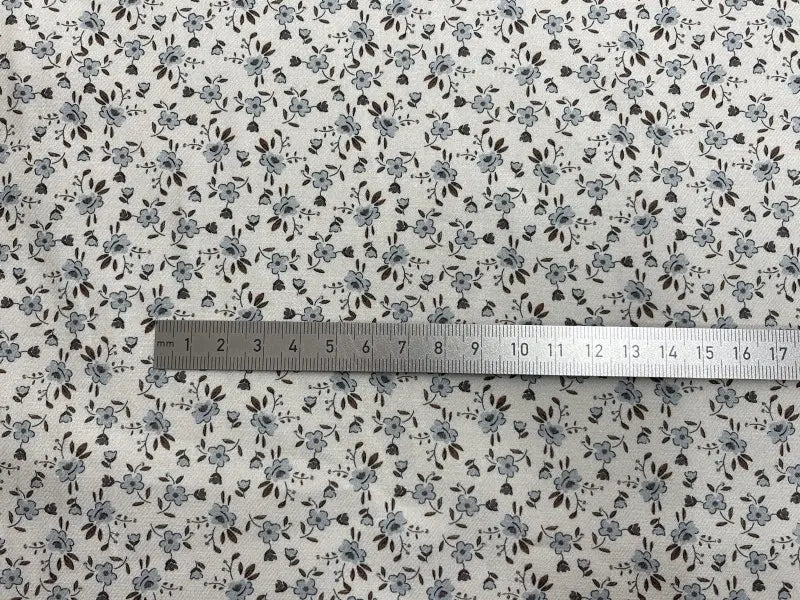 Bio Baumwolle Vintage Blümchen rauchblau