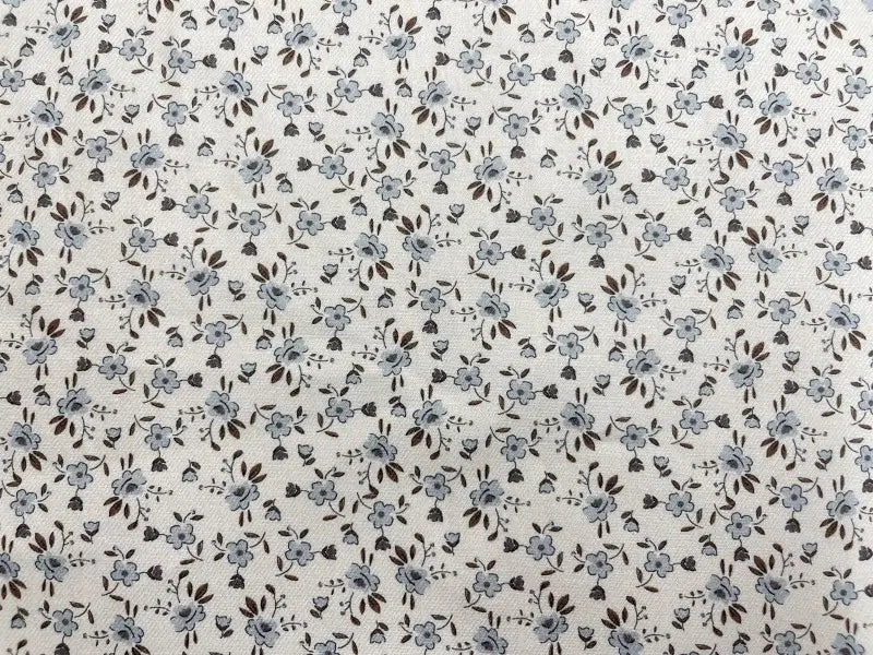 Bio Baumwolle Vintage Blümchen rauchblau