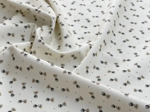 Bio Baumwolle Vintage Doldenblümchen Grau | Stoffwerk