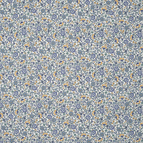 Bio Baumwolle Voile Blumen Blau Grün Gelb