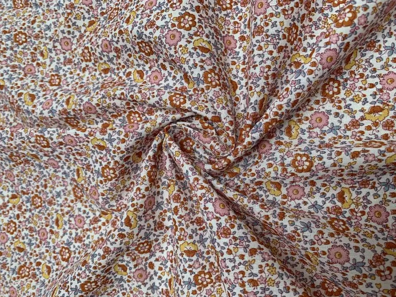 Bio Baumwolle Voile Blumen orange