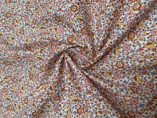 Bio Baumwolle Voile Blumen Orange | Stoffwerk
