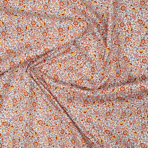 Bio Baumwolle Voile Blumen Orange