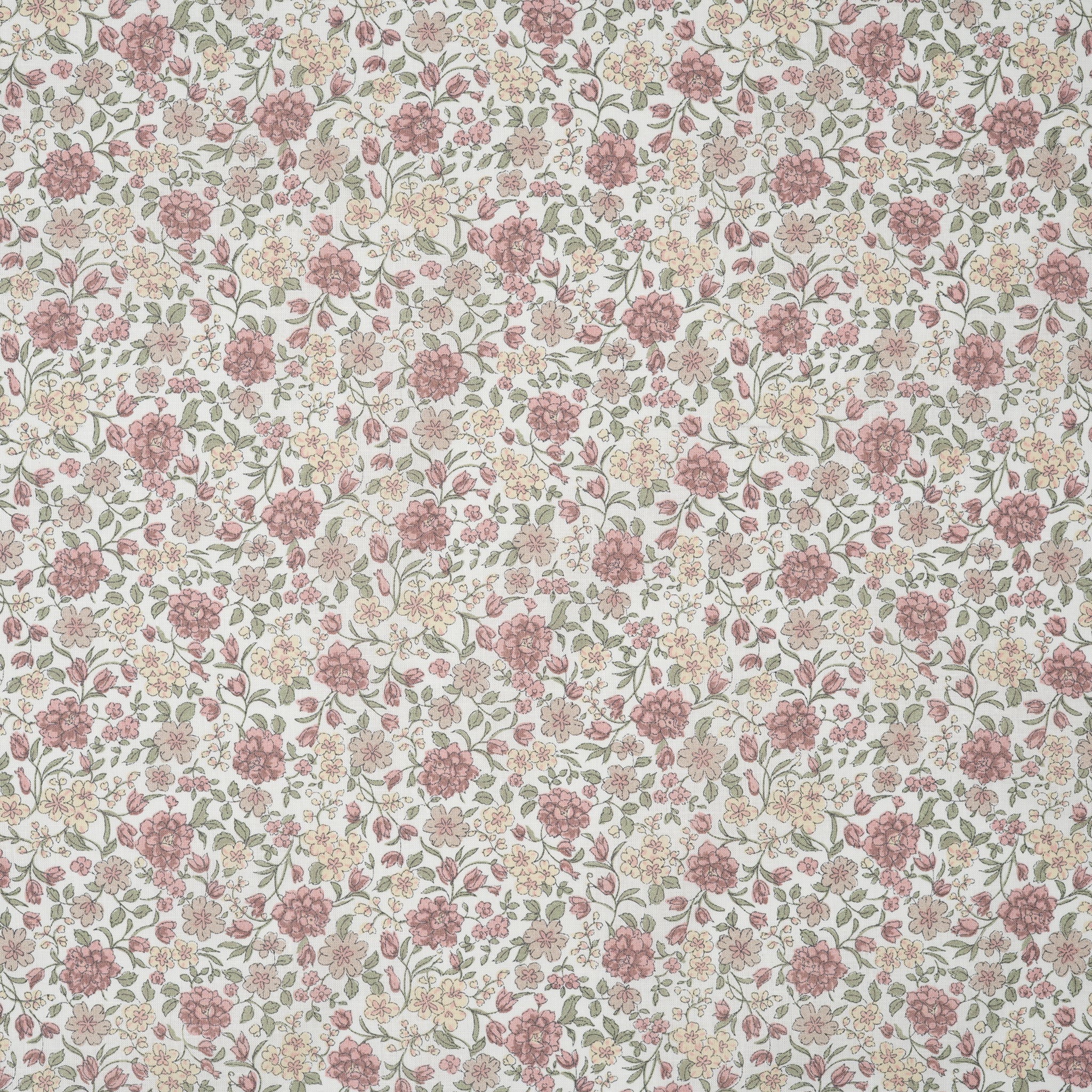 Bio Baumwolle Voile Blumen Rosa Grün Gelb