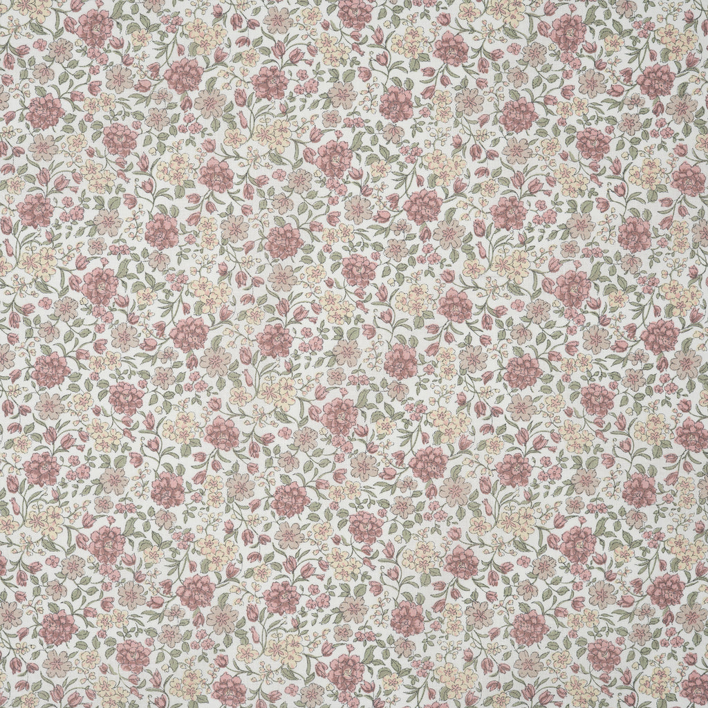 Bio Baumwolle Voile Blumen Rosa Grün Gelb