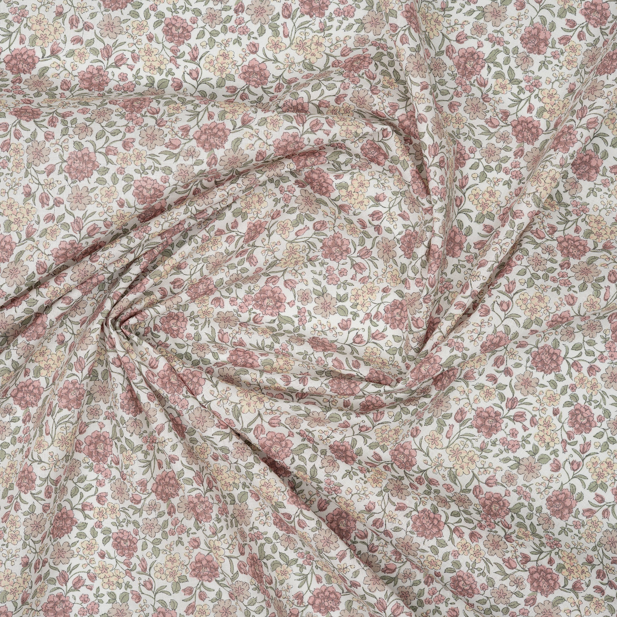 Bio Baumwolle Voile Blumen Rosa Grün Gelb