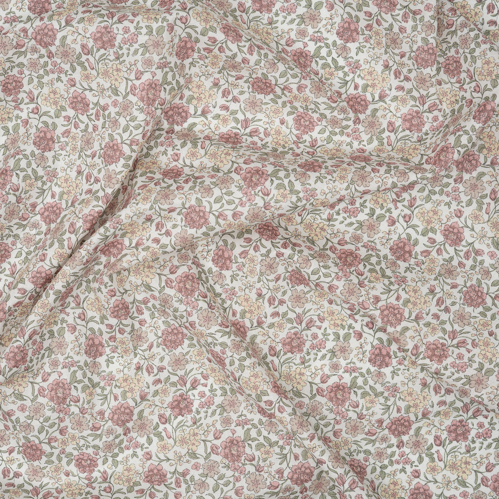 Bio Baumwolle Voile Blumen Rosa Grün Gelb