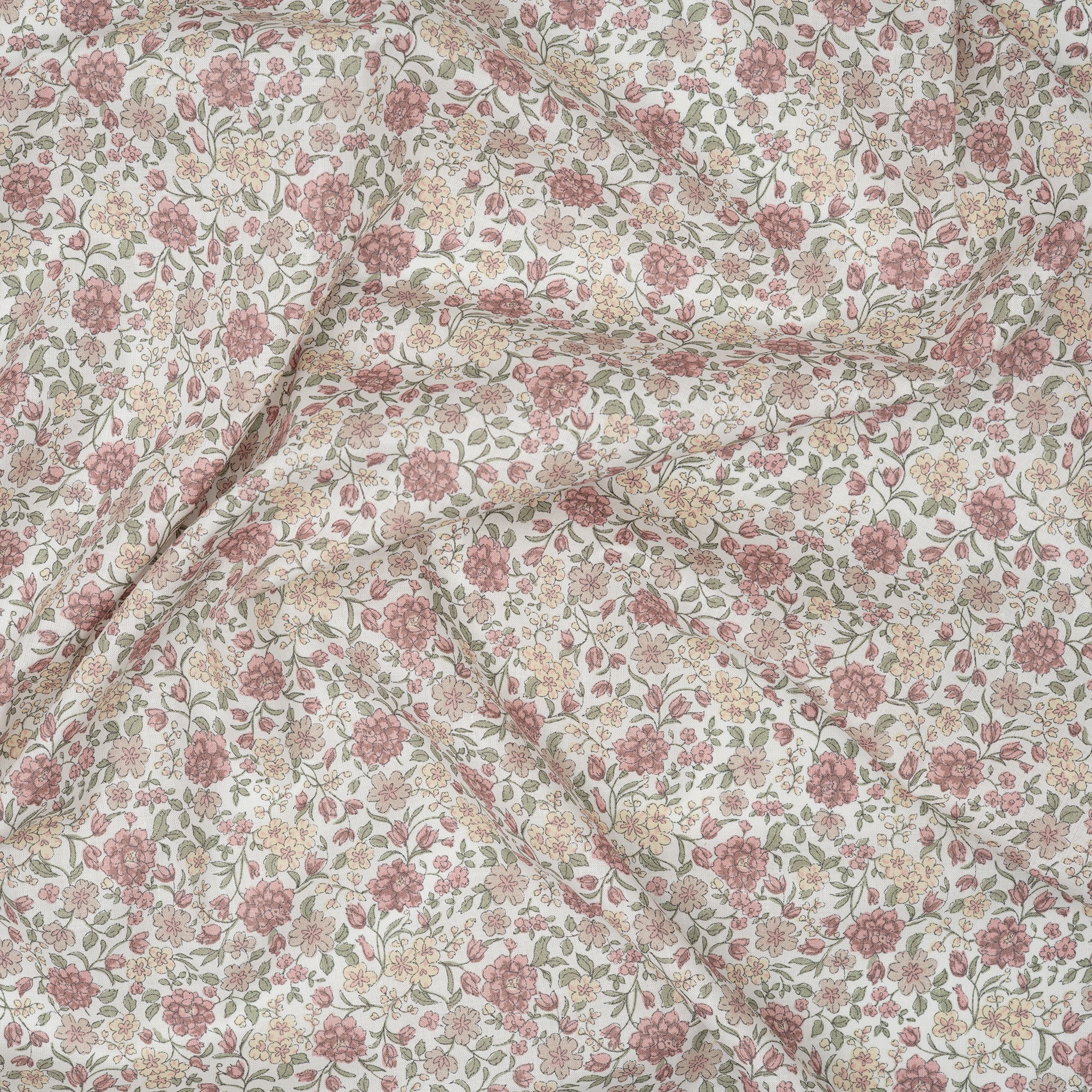 Bio Baumwolle Voile Blumen Rosa Grün Gelb
