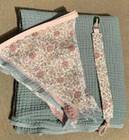 Bio Baumwolle Voile Blumen rosa grün gelb