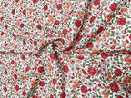 Bio Baumwolle Voile Blumen Rot Grün Orange