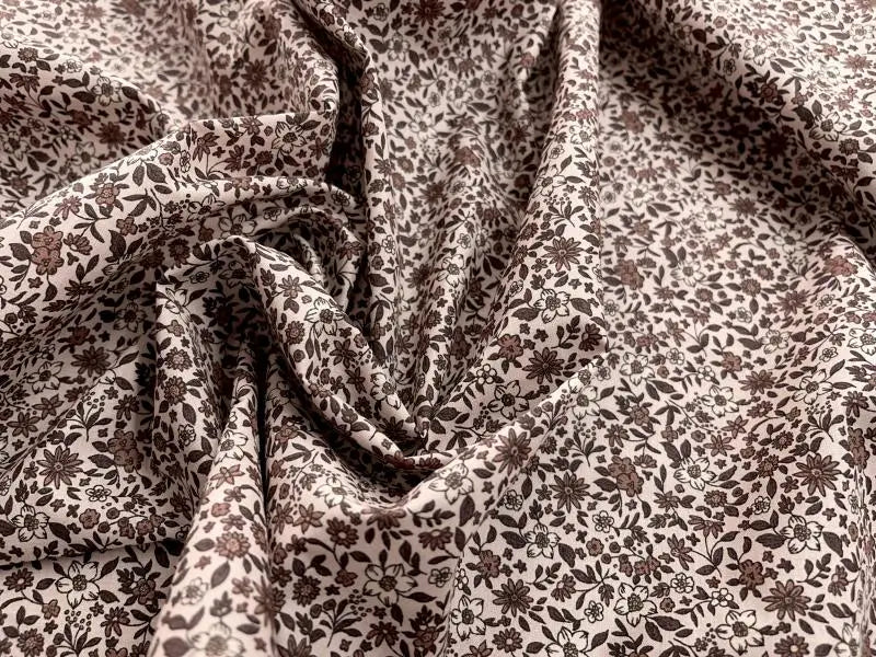 Bio Baumwolle Voile Blumen Vintage Scandi Fleur rosa