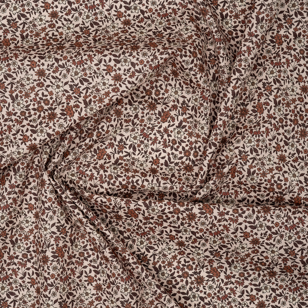 Bio Baumwolle Voile Blumen Vintage Scandi Fleur Rosa
