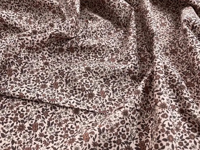 Bio Baumwolle Voile Blumen Vintage Scandi Fleur rosa