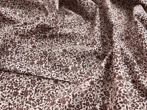 Bio Baumwolle Voile Blumen Vintage Scandi Fleur Rosa | Stoffwerk