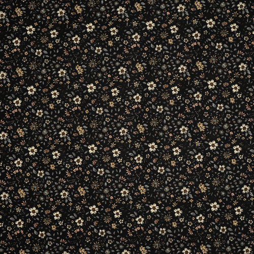 Bio Baumwolle Voile Blumen Vintage Scandi Fleur Schwarz