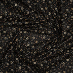 Bio Baumwolle Voile Blumen Vintage Scandi Fleur Schwarz | Stoffwerk