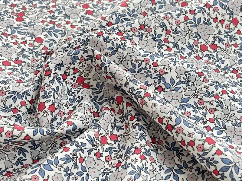 Bio Baumwolle Voile Glockenblumen grau blau