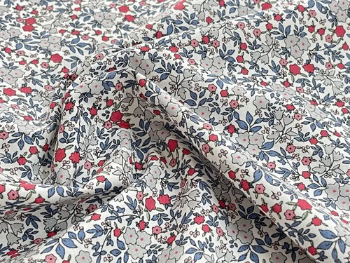 Bio Baumwolle Voile Glockenblumen Grau Blau | Stoffwerk