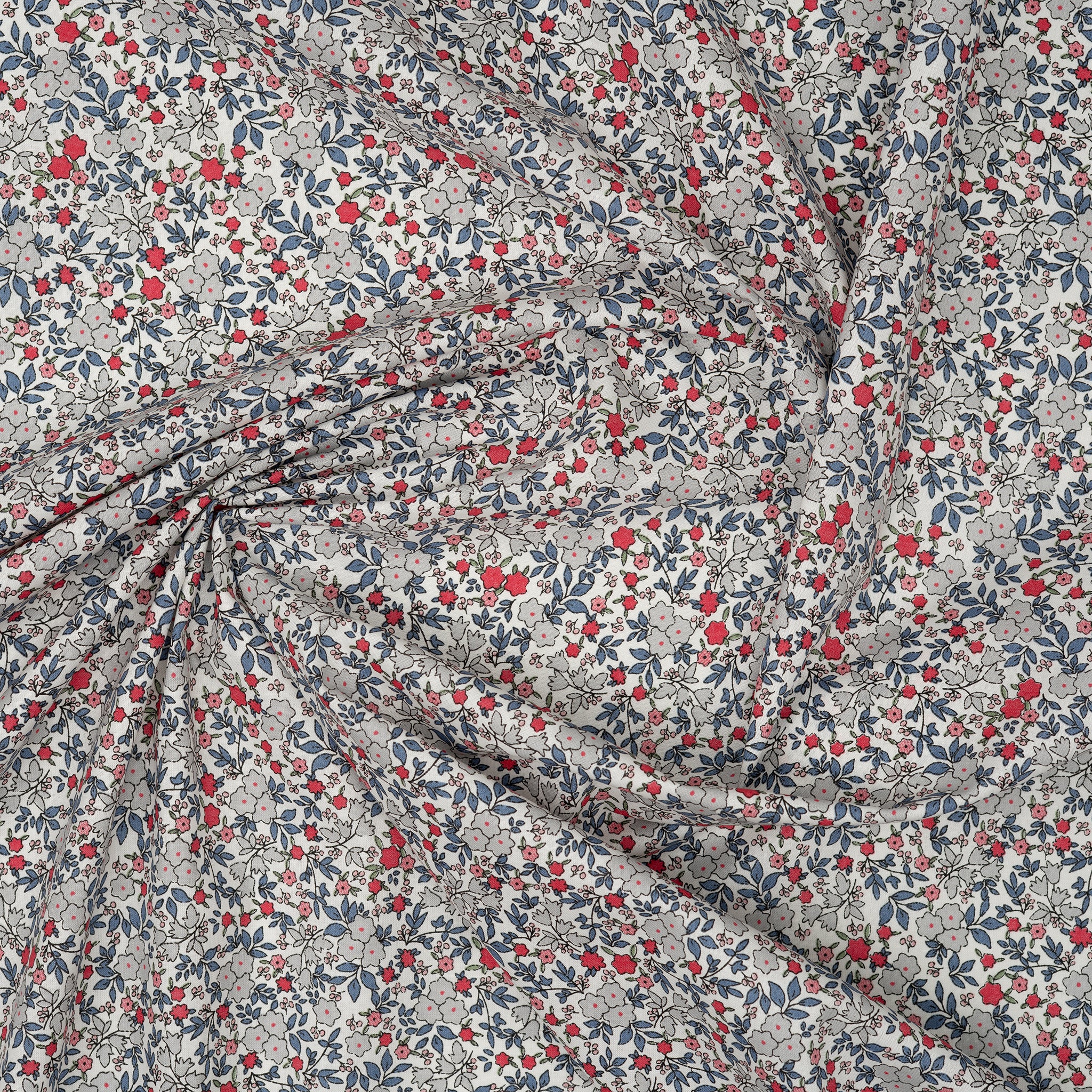 Bio Baumwolle Voile Glockenblumen Grau Blau