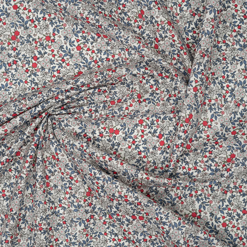 Bio Baumwolle Voile Glockenblumen Grau Blau