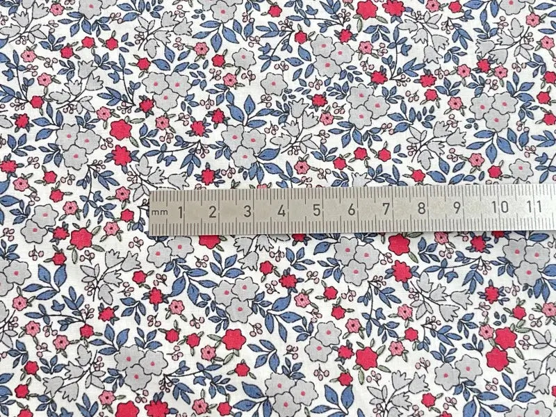 Bio Baumwolle Voile Glockenblumen grau blau