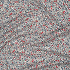 Bio Baumwolle Voile Glockenblumen Grau Blau