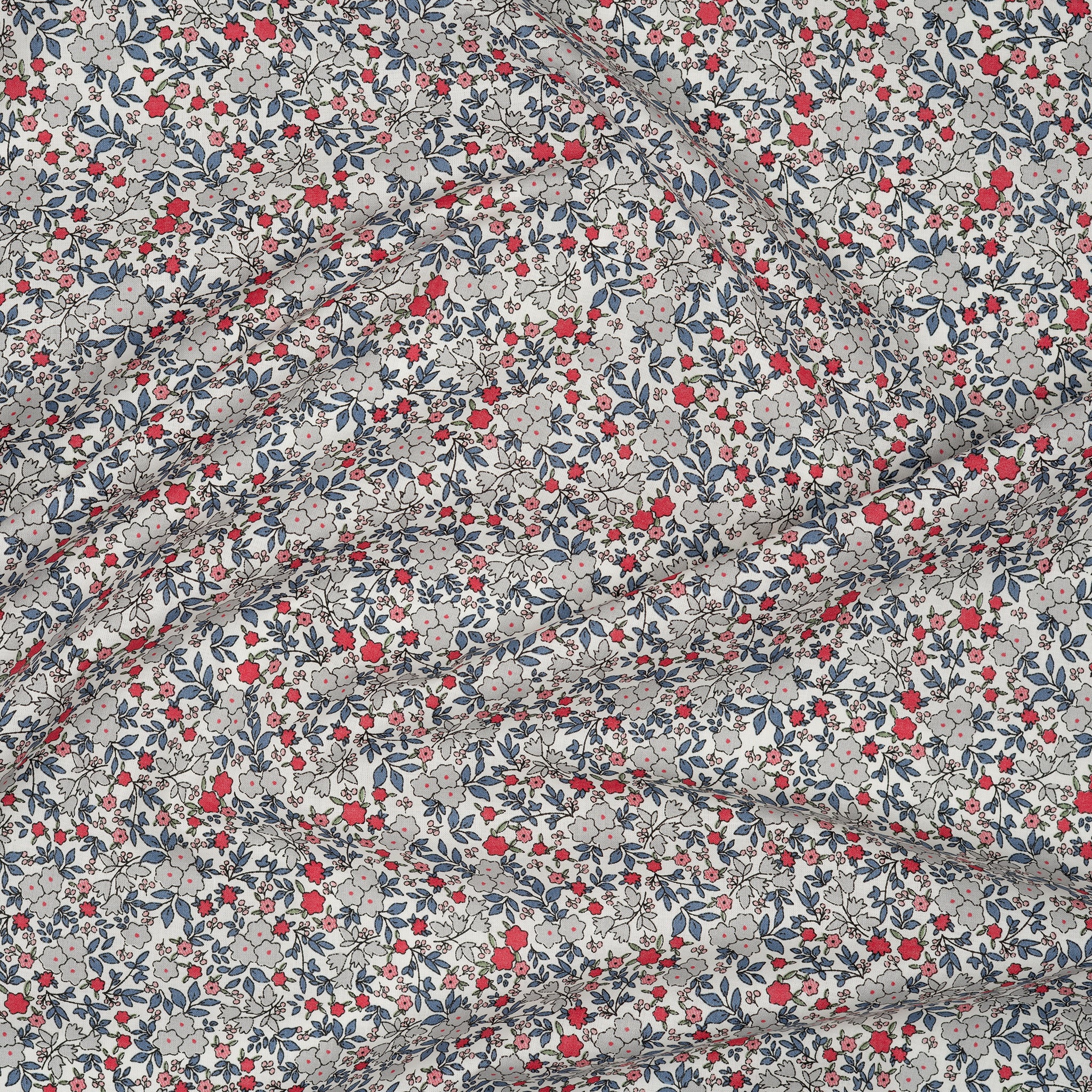 Bio Baumwolle Voile Glockenblumen Grau Blau