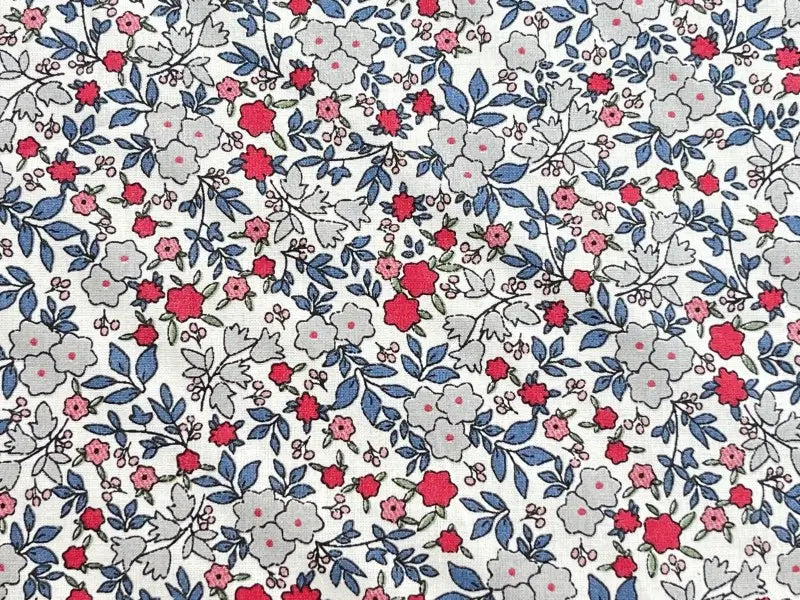 Bio Baumwolle Voile Glockenblumen grau blau
