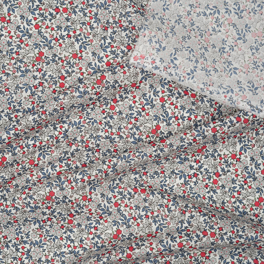 Bio Baumwolle Voile Glockenblumen Grau Blau