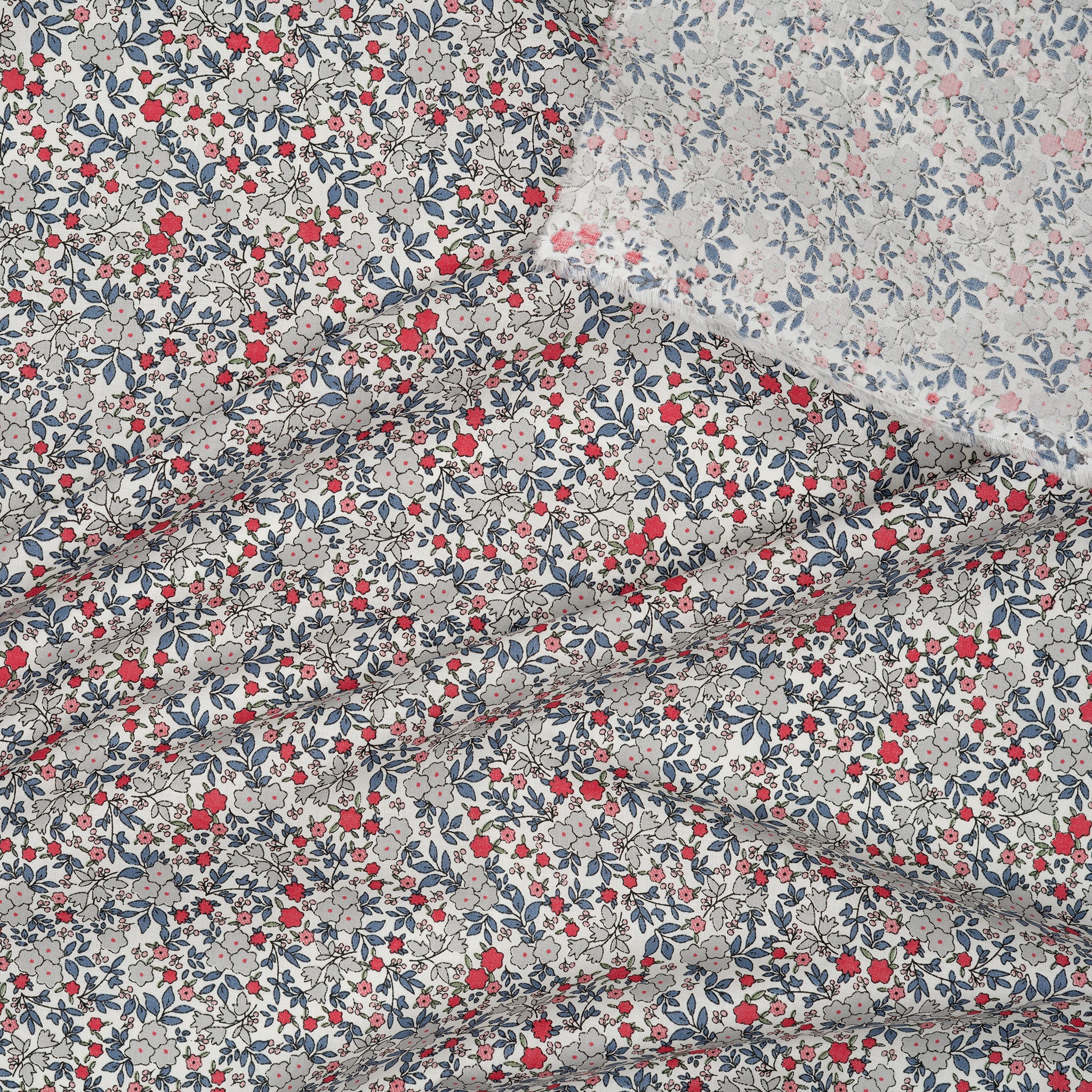 Bio Baumwolle Voile Glockenblumen Grau Blau
