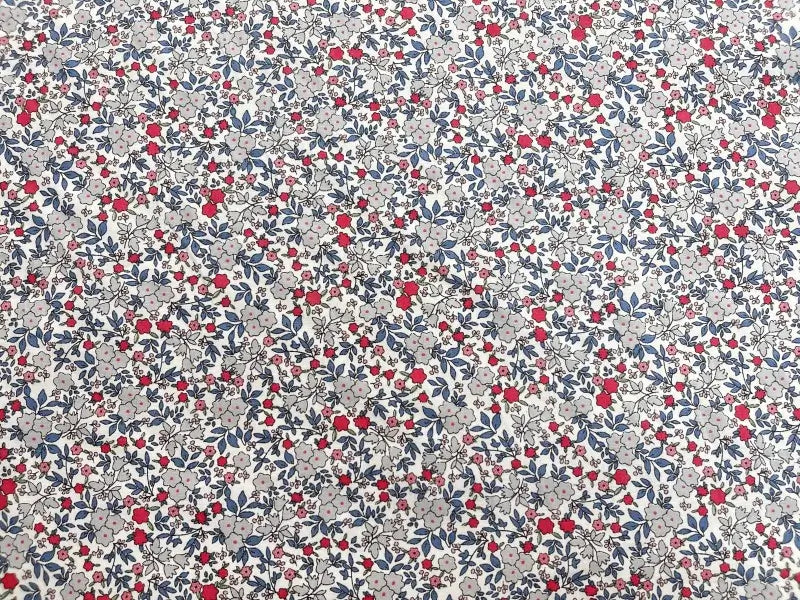Bio Baumwolle Voile Glockenblumen grau blau