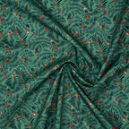 Bio Baumwolle Webware Christmas Branches Light Green