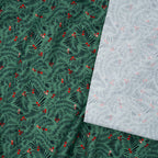 Bio Baumwolle Webware Christmas Branches Light Green