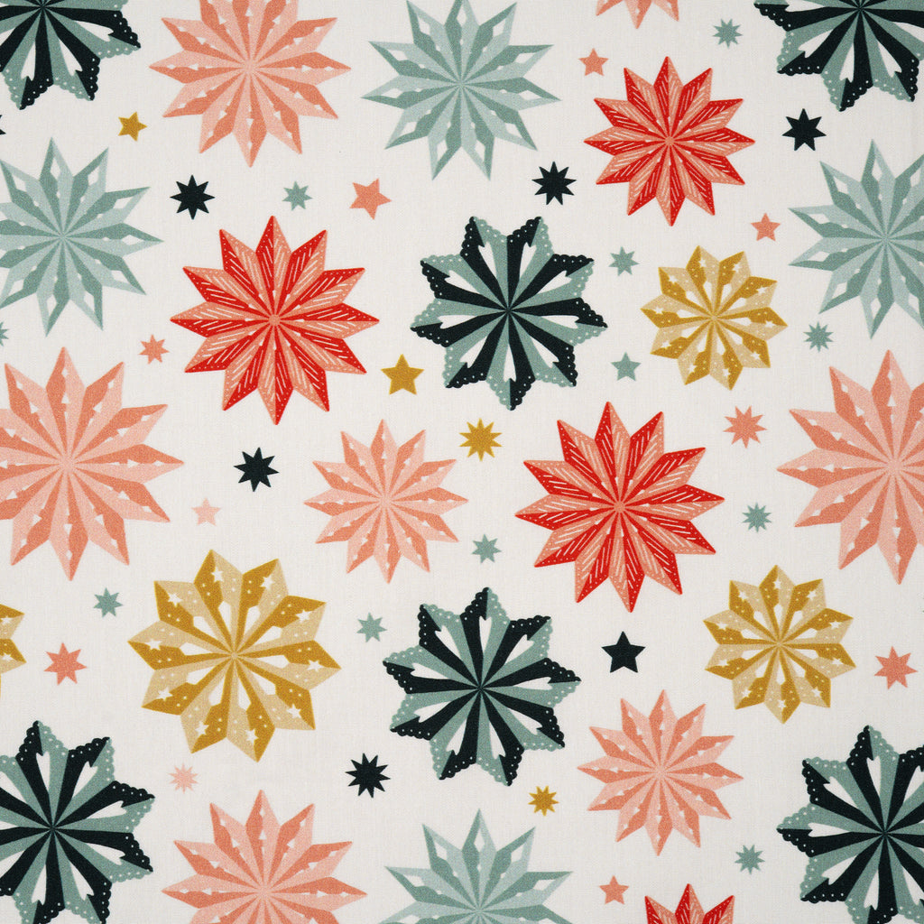 Bio Baumwolle Webware Papiersterne Bunt Hell