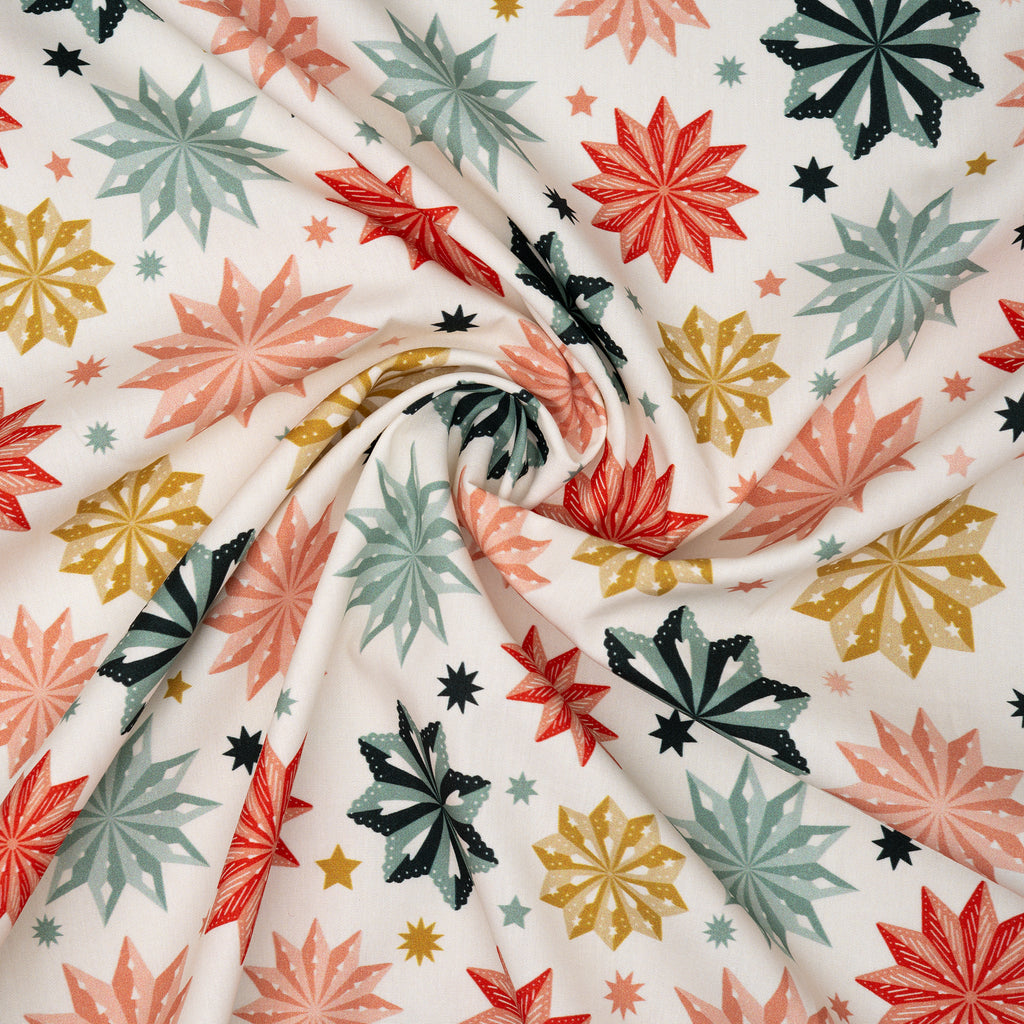 Bio Baumwolle Webware Papiersterne Bunt Hell