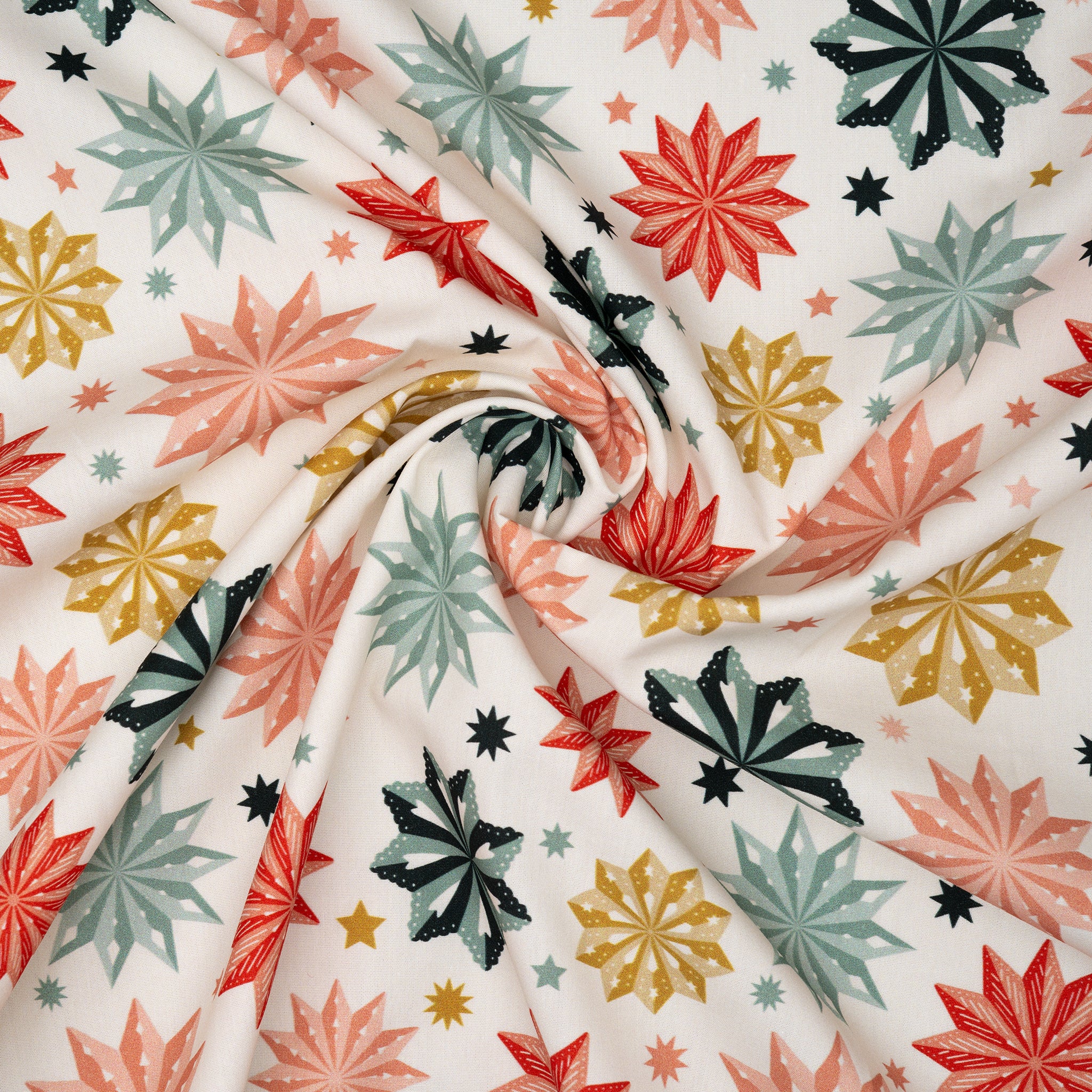 Bio Baumwolle Webware Papiersterne Bunt Hell