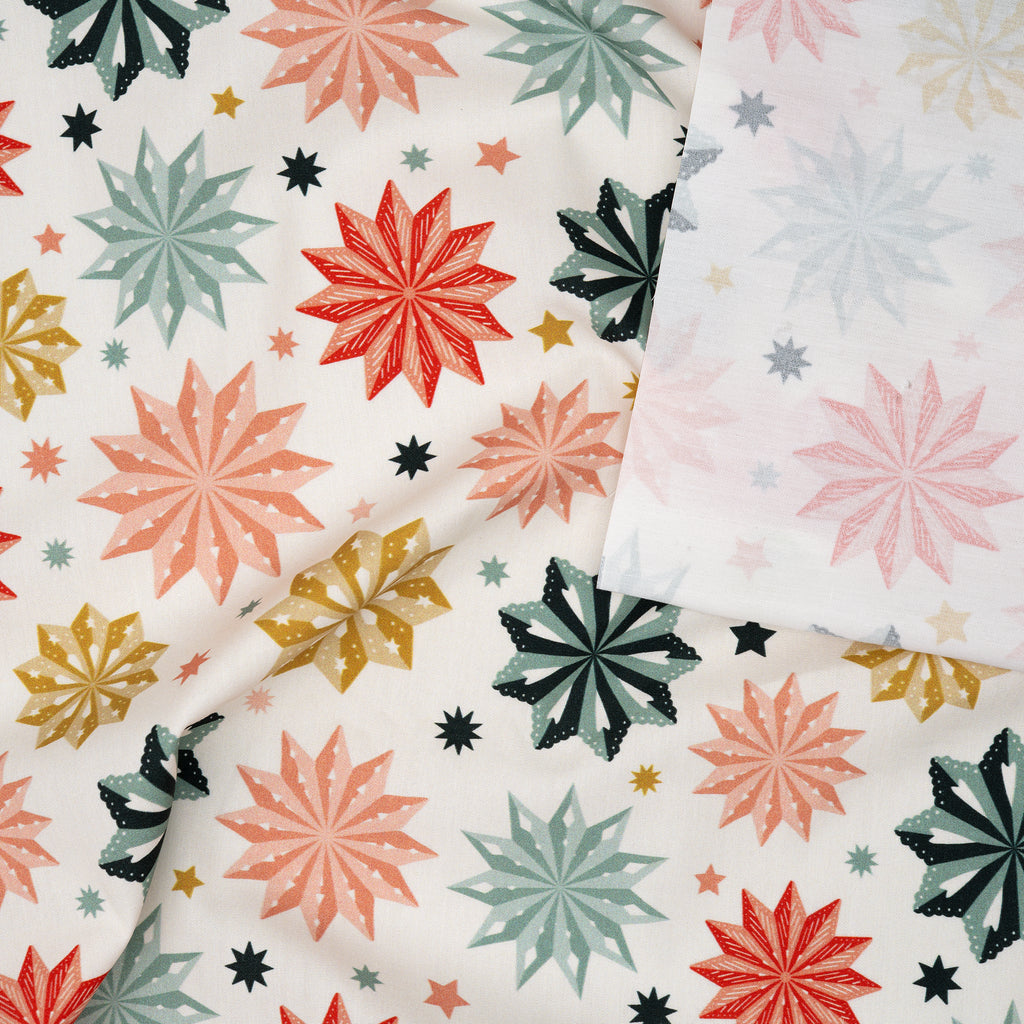 Bio Baumwolle Webware Papiersterne Bunt Hell