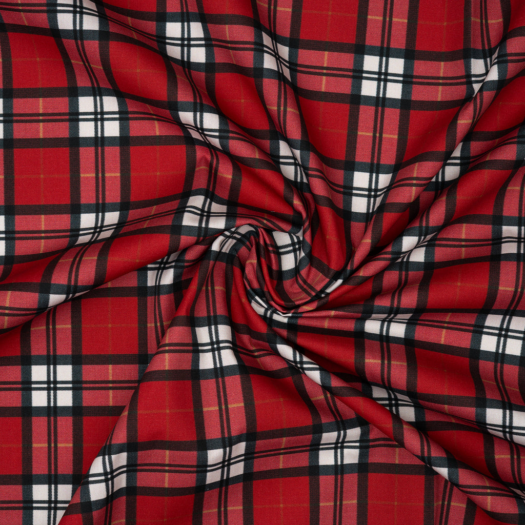 Bio Baumwolle Webware Weihnachtskaro Rot