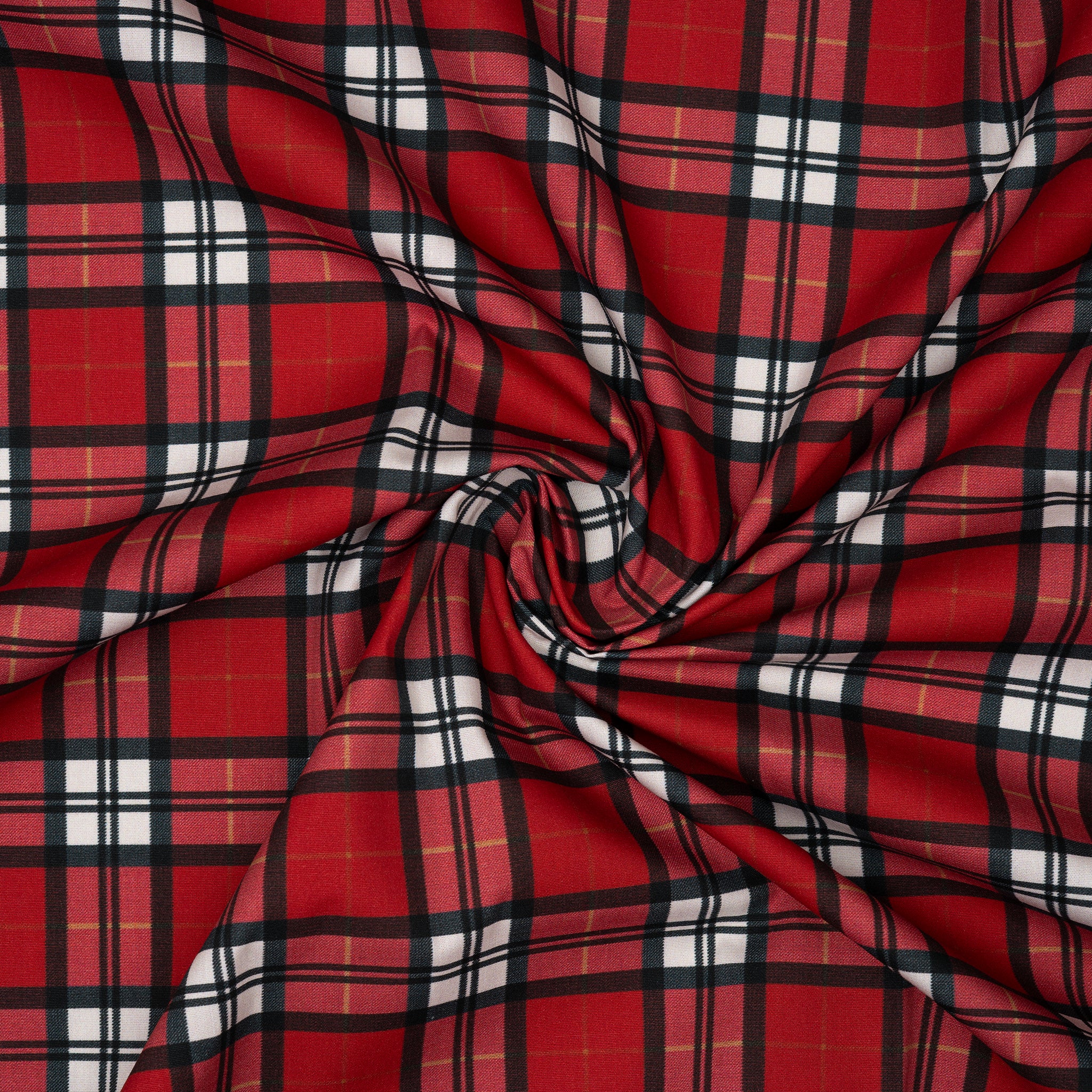 Bio Baumwolle Webware Weihnachtskaro Rot