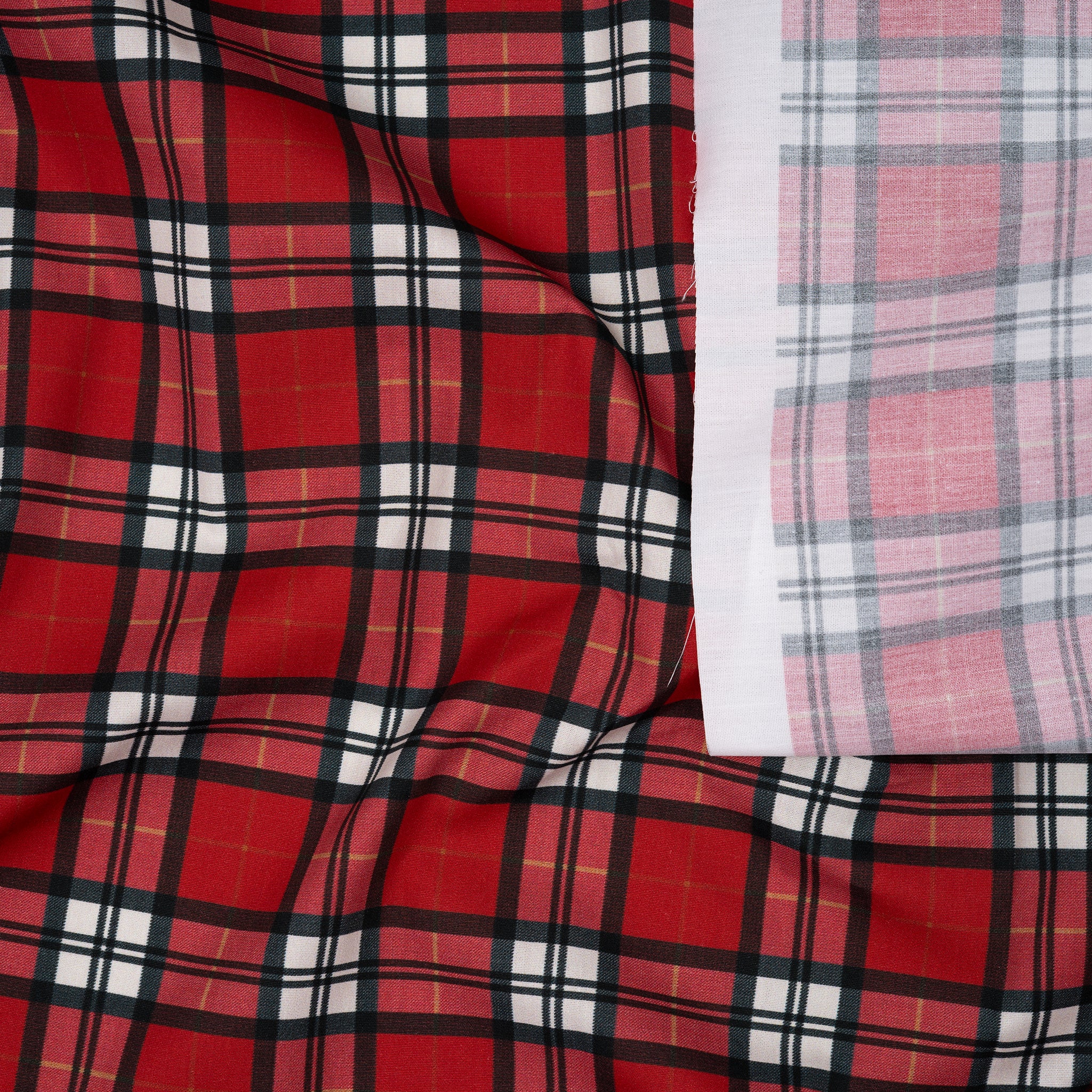 Bio Baumwolle Webware Weihnachtskaro Rot