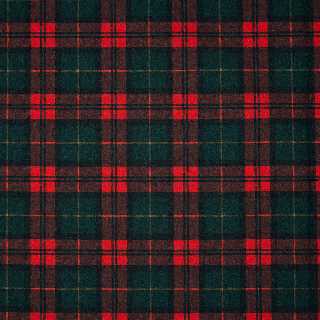 Bio Baumwolle Webware Weihnachtskaro Rot Tannengrün