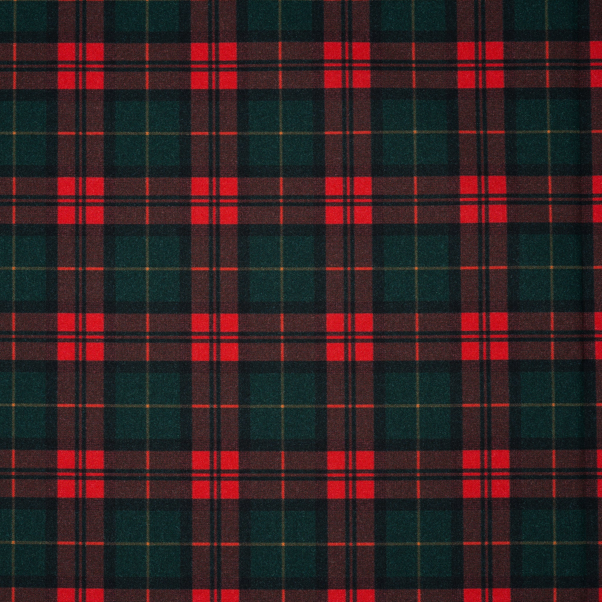 Bio Baumwolle Webware Weihnachtskaro Rot Tannengrün