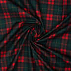 Bio Baumwolle Webware Weihnachtskaro Rot Tannengrün